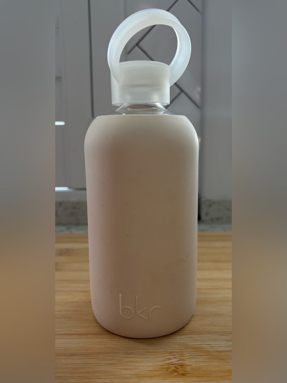 bkr “LITTLE BOTTLE” Glass Water Bottle in Pale Pink, almost white